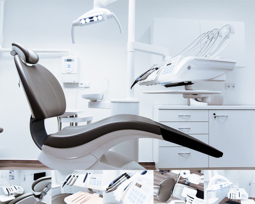 Clean and professional dental office setup with tools ready for patient treatment.