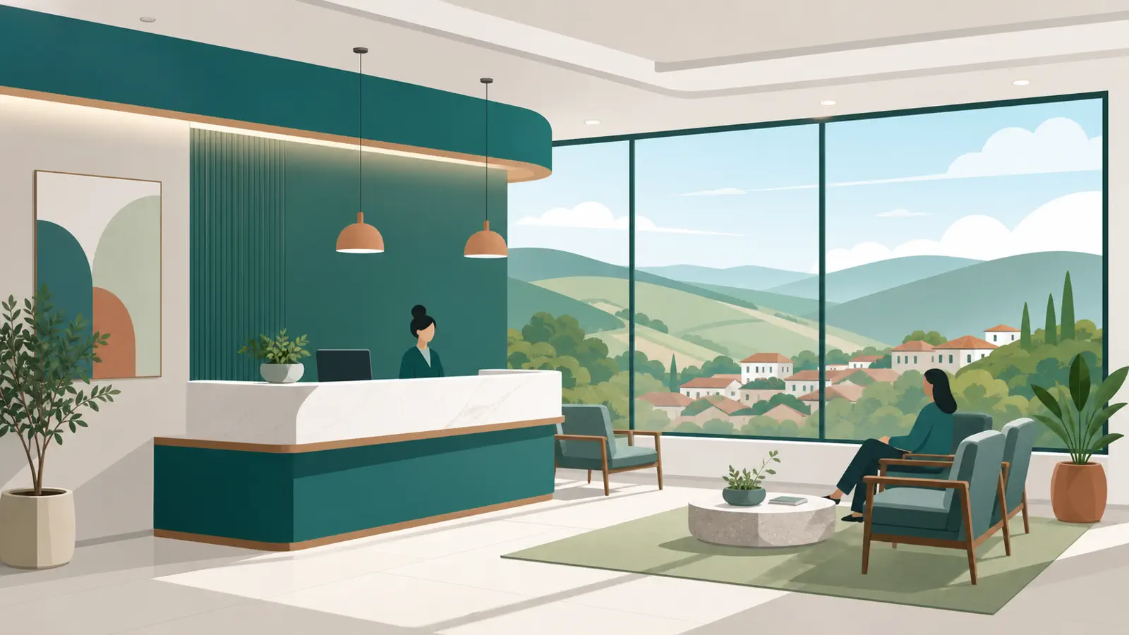 Recepção de clínica médica moderna em Minas Gerais — DoctorChatBot