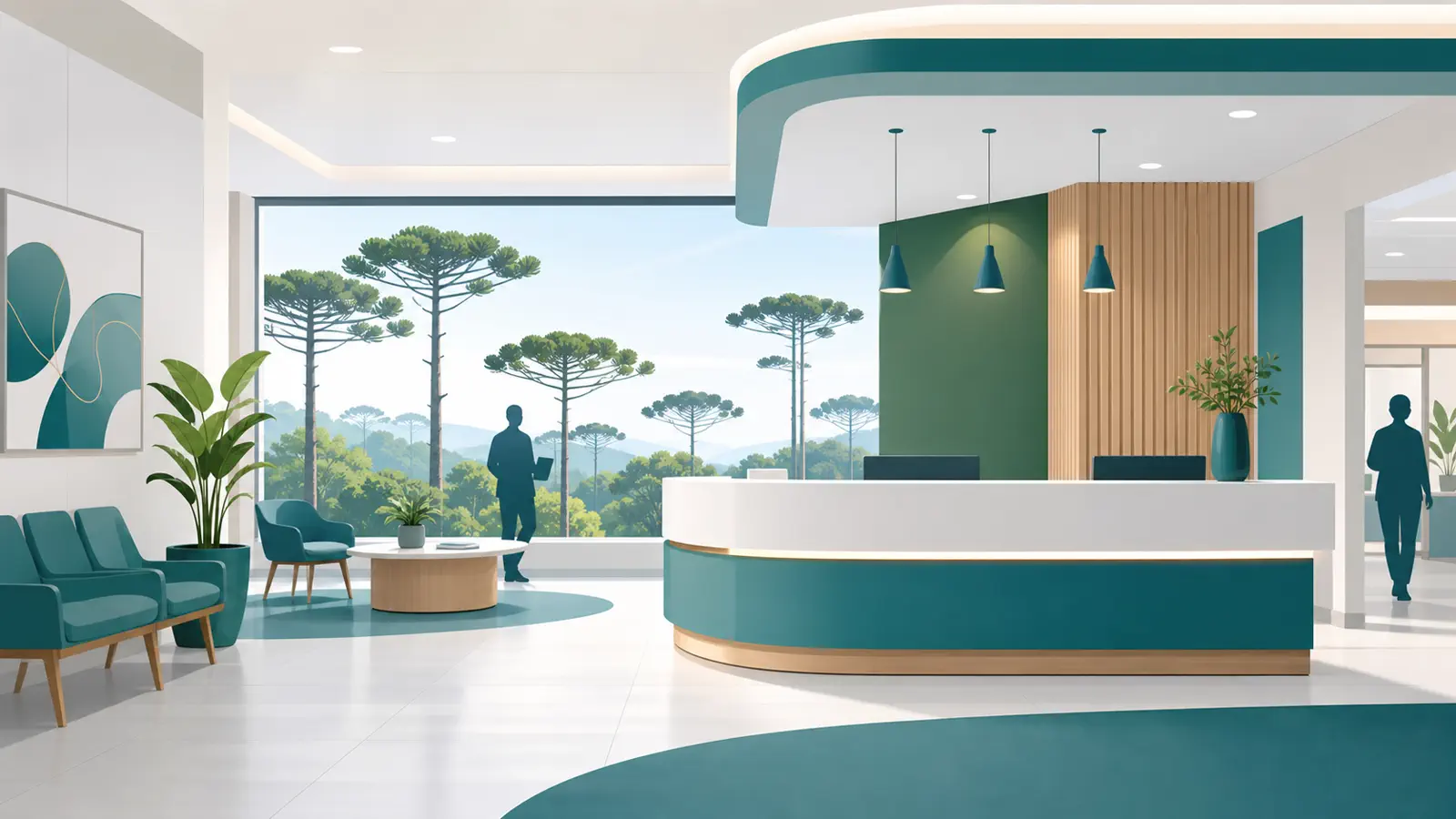 Recepção de clínica médica moderna em Paraná — DoctorChatBot
